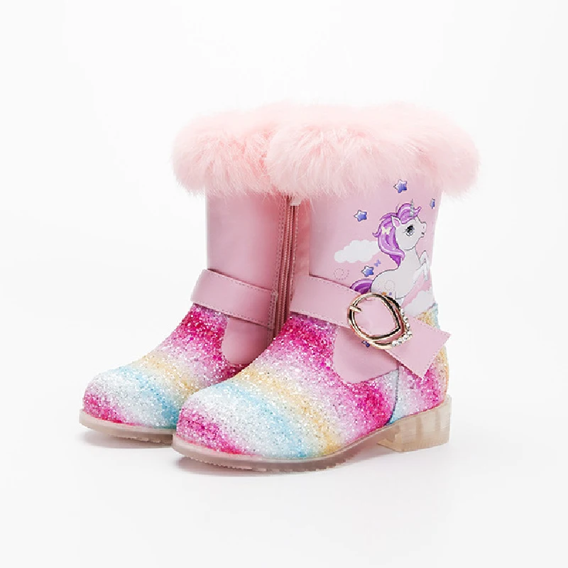 Новинка плюшевые теплые ботинки принцессы для девочек подростков детские зимние