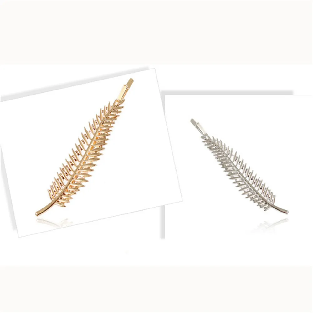 Модная женская заколка для волос с листьями из сплава металлические заколки