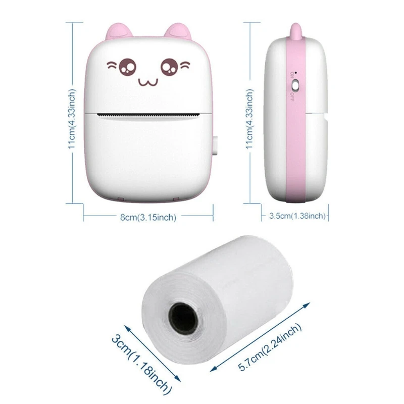 

Mini Portable For Mobile Phone Wireless Bluetooth Thermal Printer Photo Label Printer Paper Printed Sheet