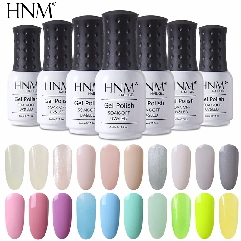 HNM 8 мл УФ светодиодный Гель-лак для ногтей светильник цветная серия Гель-лак основа верхнее покрытие грунтовка гель Гибридный лак гель лак Esmaltes гель чернила