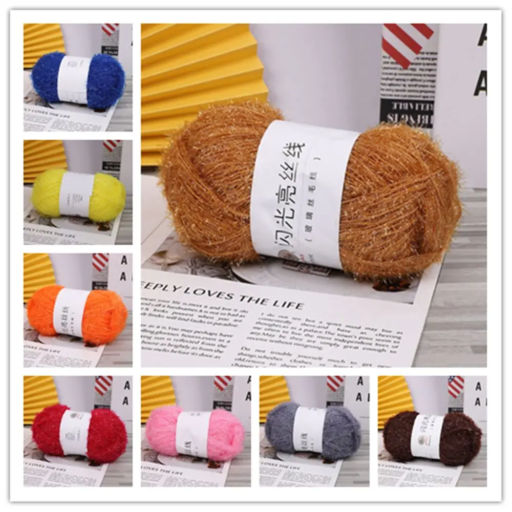 

Multi-purpose Hight Quality Furry Soft 100g Tinsel Sparkle Knitting Wool Yarn