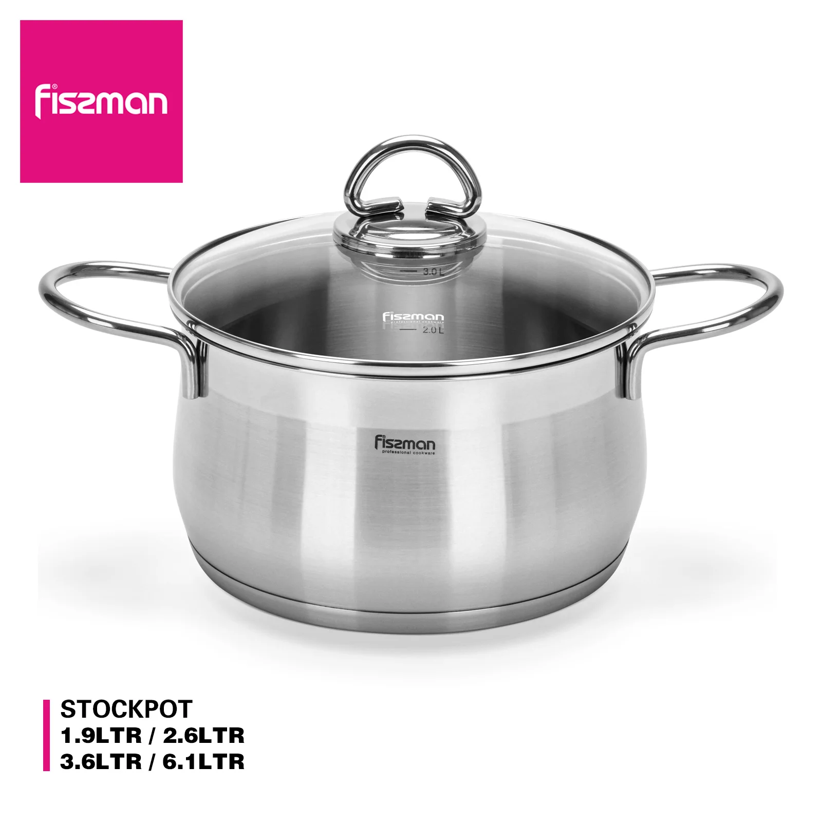 

Fissman Professional Cooking Pot Set Monica Series 304Stainless Steel Saucepot With Glass Lid Stockpot Induction Cooker Cookware