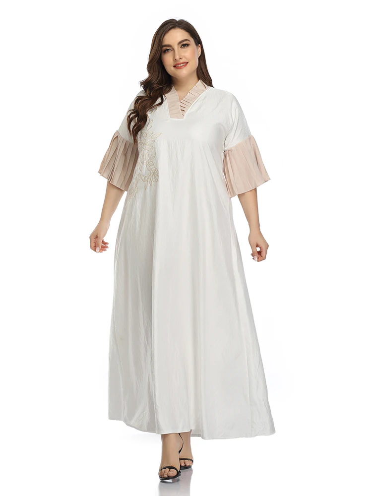 2021 Abaya Long Spring Womens Ladies Dresses Butterfly Sleeve Plus Large Size Fashion Elegant Ramadan Maxi White Dress