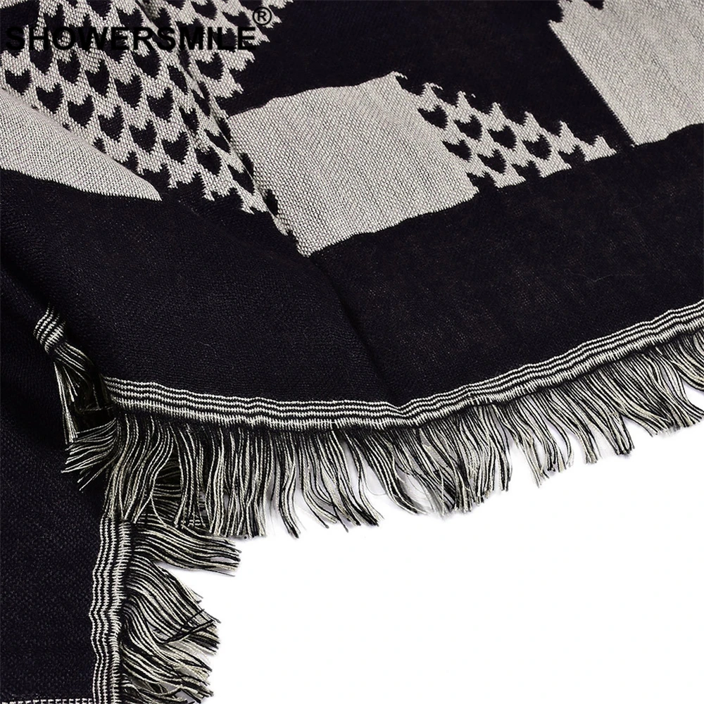 SHOWERSMILE зимний мужской шарф черный хлопковый льняной модный для мужчин с