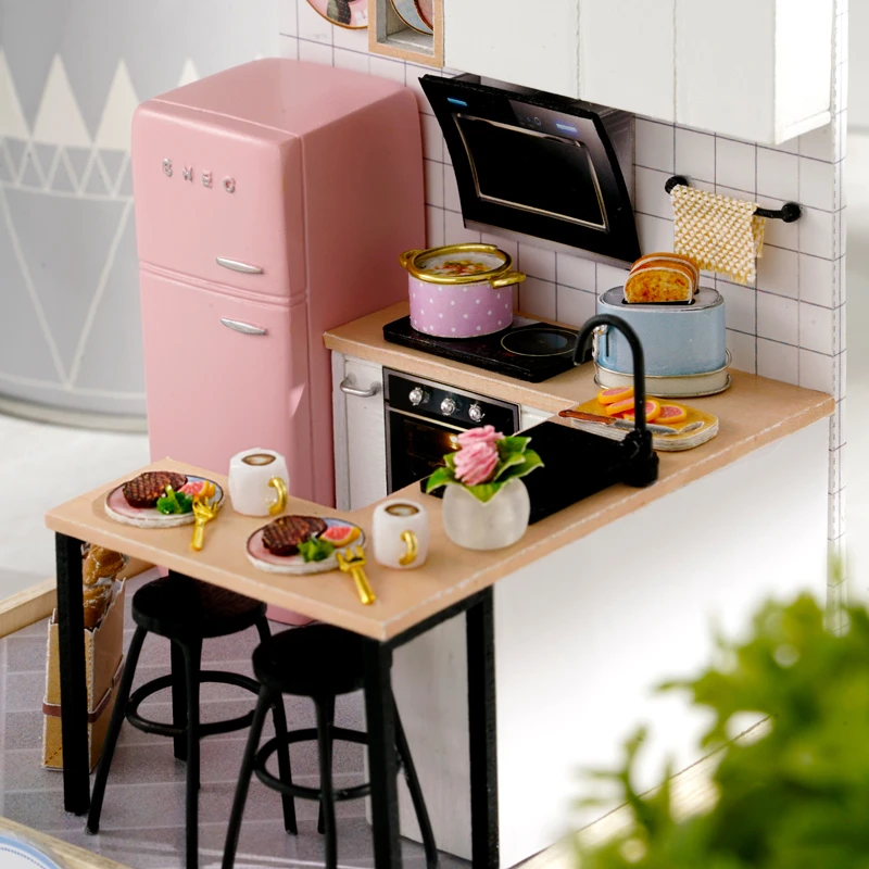Миниатюрный Кукольный дом сделай сам жизнь стильная кухня простой стиль кабина
