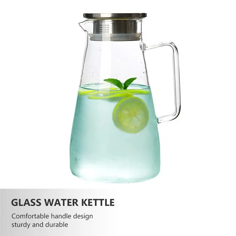 

Glass Water Pot Cold Water Bottle Handle Water Kettle Transparent Juice Pitcher Glass Large Capacity Cold Water Kettle kitchen