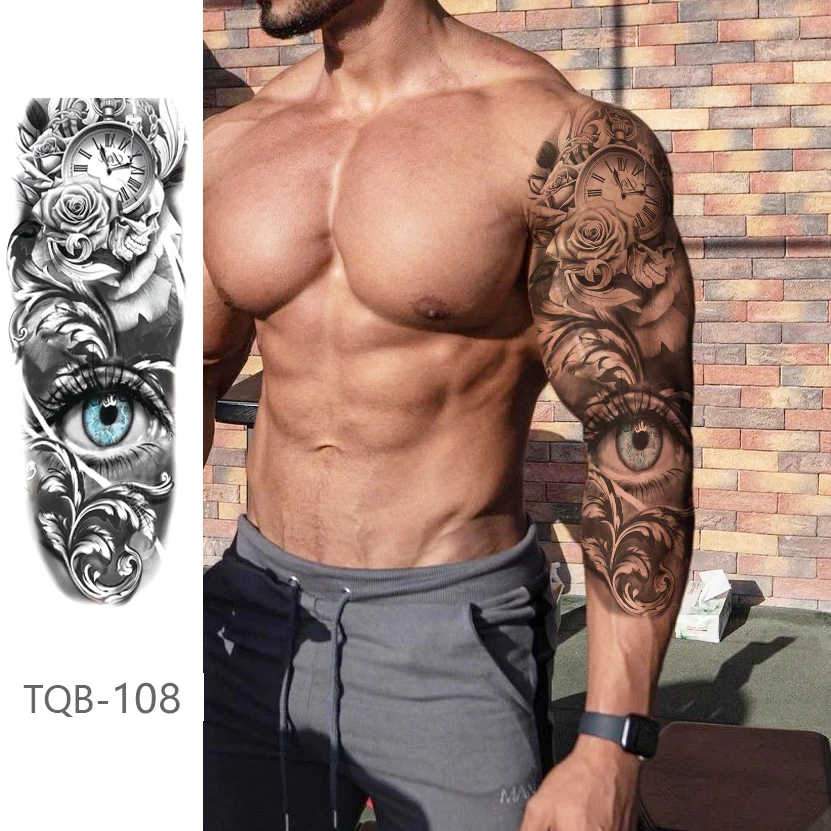 

Full Body Sticker Large Temporary Tattoo Sticker Female Model Men Waist Waterproof Fake Tattoo Dark Tattoo Wang Wild Wolf