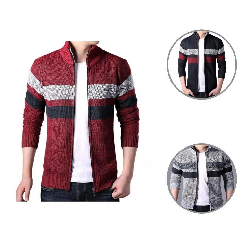 

Толстый удобный свитер-пальто на молнии с воротником-стойкой и карманами, верхняя одежда