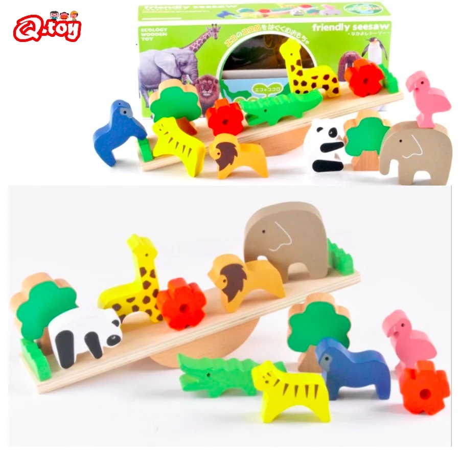 

Wooden Educational Animals Balance Blocks Toy Wooden Animals Stacking Blocks Balancing Games Play Set Montessori Toy for Toddler