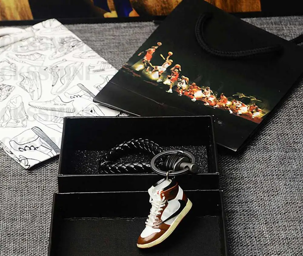 a shoe w rope Персональный DIY Air Jordan " разбитая задняя панель" часть 1 3D кроссовок фигурный брелок сумка коробка Подвеска для пары Кукла аксессуар - Цвет: a shoe w rope