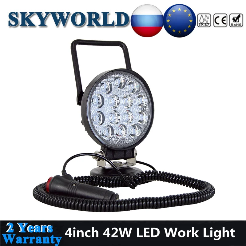 

1pcs 4inch Round Portable LED Work Light Bar 12V with Magnetic Base Mounting Bracket Handle Spot Flood For Uaz 4x4 Niva Offroad