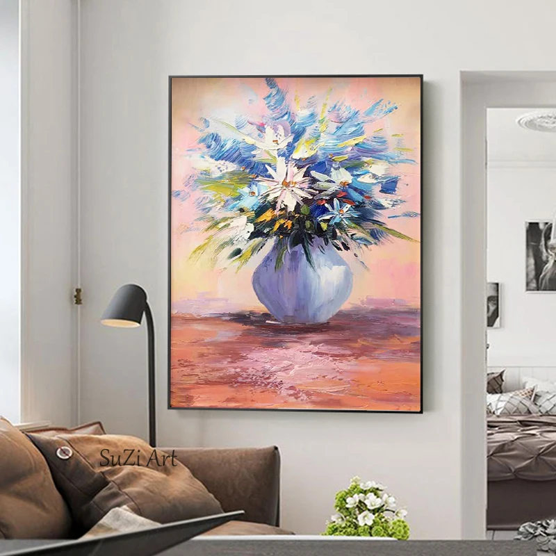 

100% ручная роспись маслом, высокое качество, домашний Декор, живопись, цветы, картины, картины без рамки