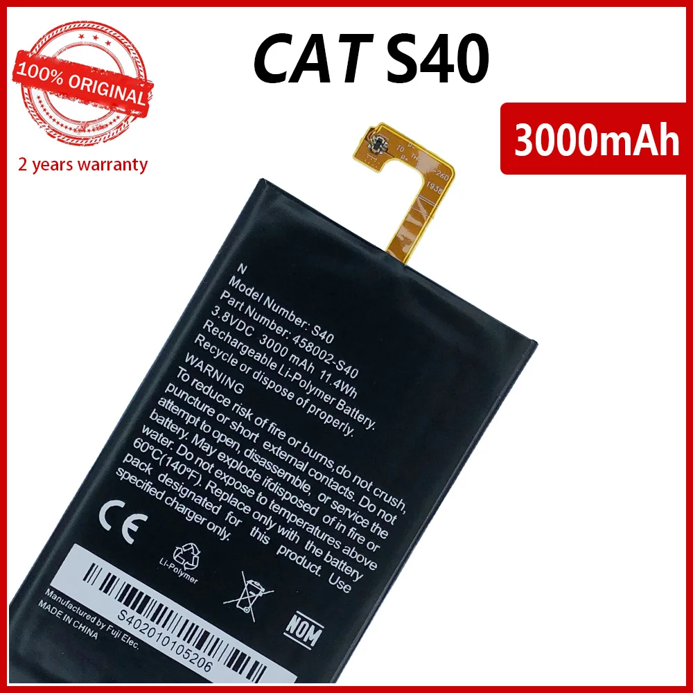 100% Оригинальный 3000Ah S40 Сменный аккумулятор для телефона Caterpillar CAT 458002-S40
