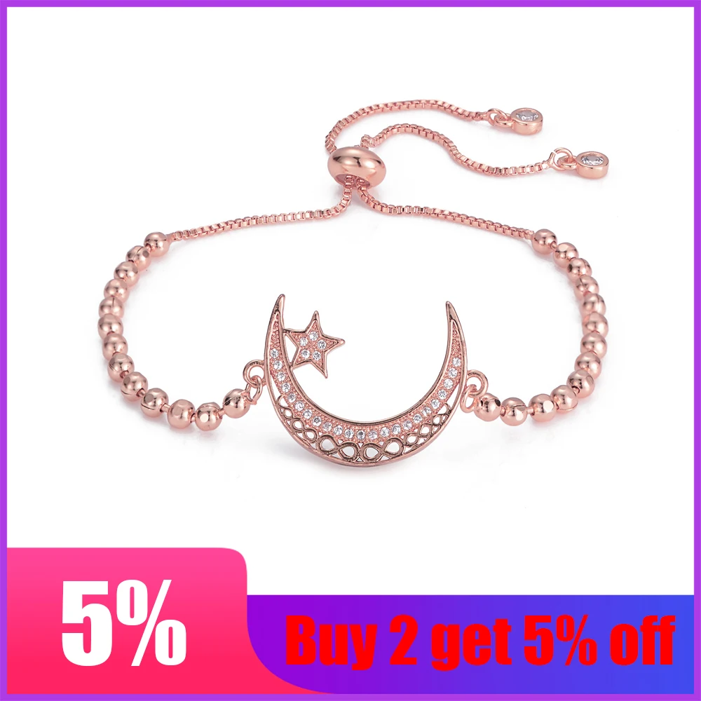 Новые женские браслеты с золотой радугой и луной ювелирные изделия микро