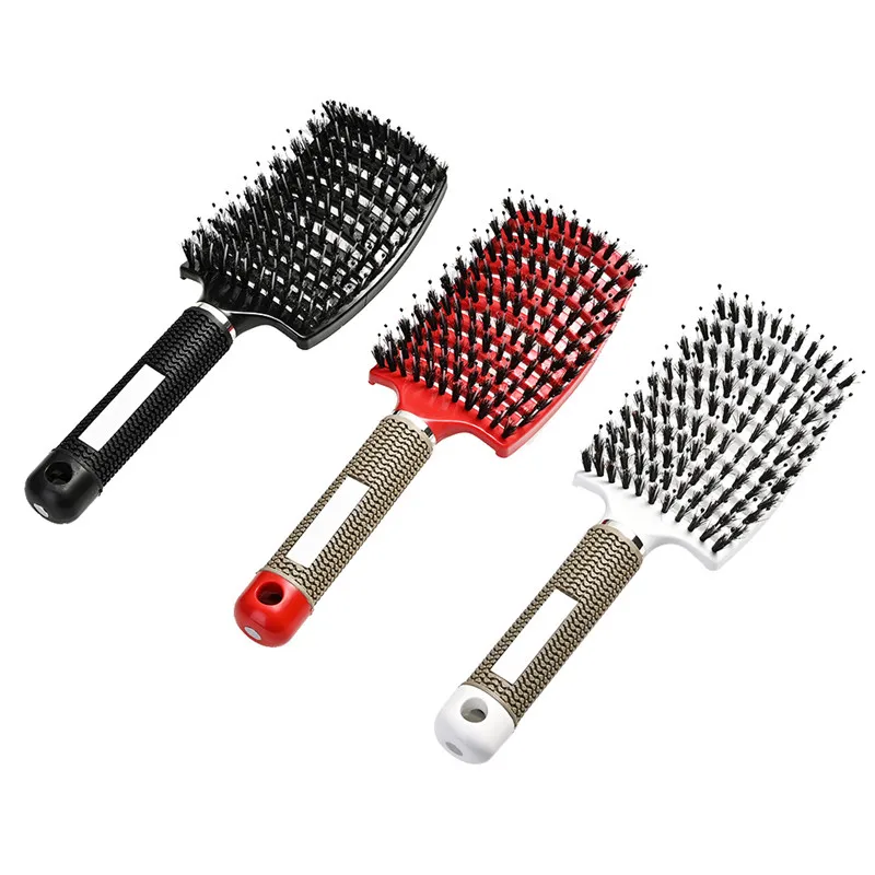 

Women Hair Scalp Massage Comb Bristle Nylon Hairbrush Wet Curly Detangle Hair Brush For Barber Hairdressing Styling Salon Tool