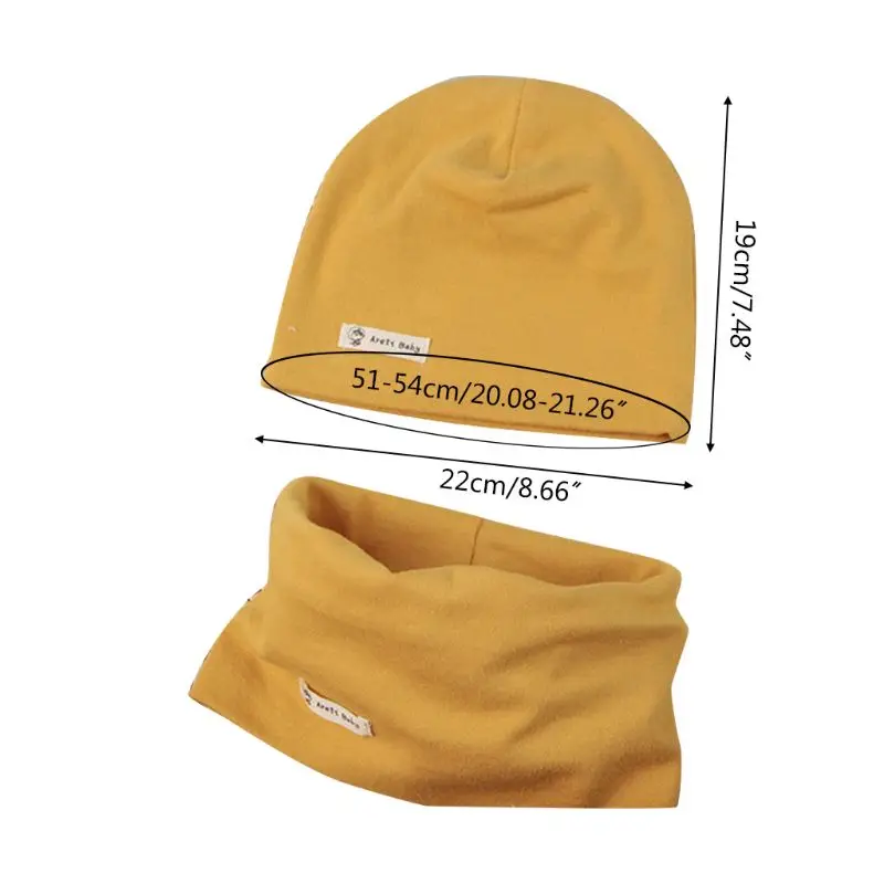 

Autumn Cotton Knit Children's Hat Collar 2Pcs Set Baby Kid Solid Color Scarf Cap Q81A