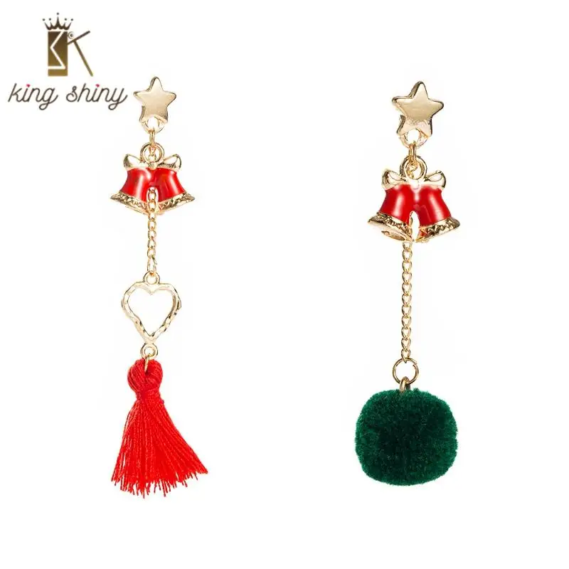 

2020 Lovely Christmas Bell Dangle Earrings for Woman Elegant Star Heart Hairball Long Tassel Earrings Christmas Gifts for Woman