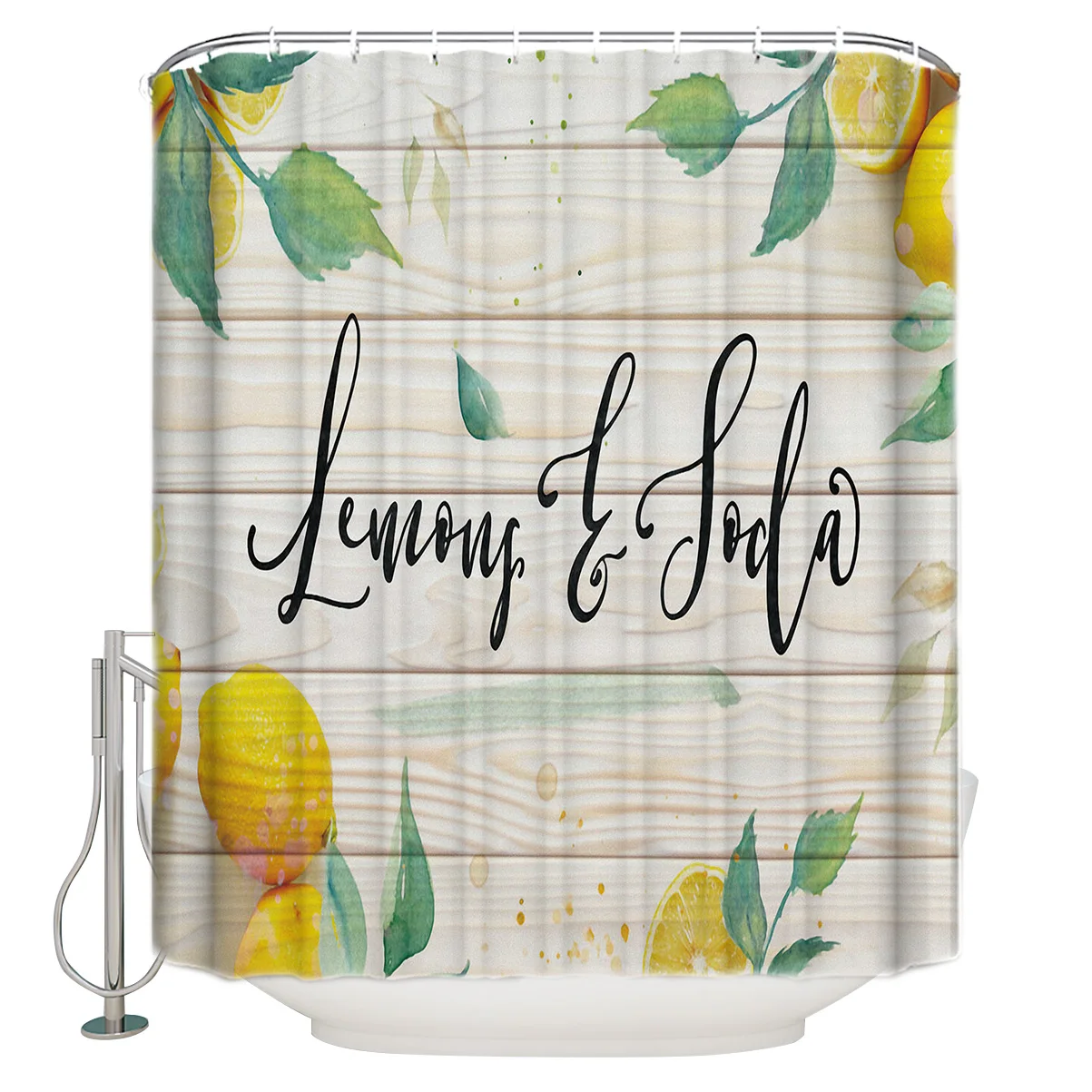 Деревянный текстурированный фон фруктовый лимон полиэстер ткань занавеска для