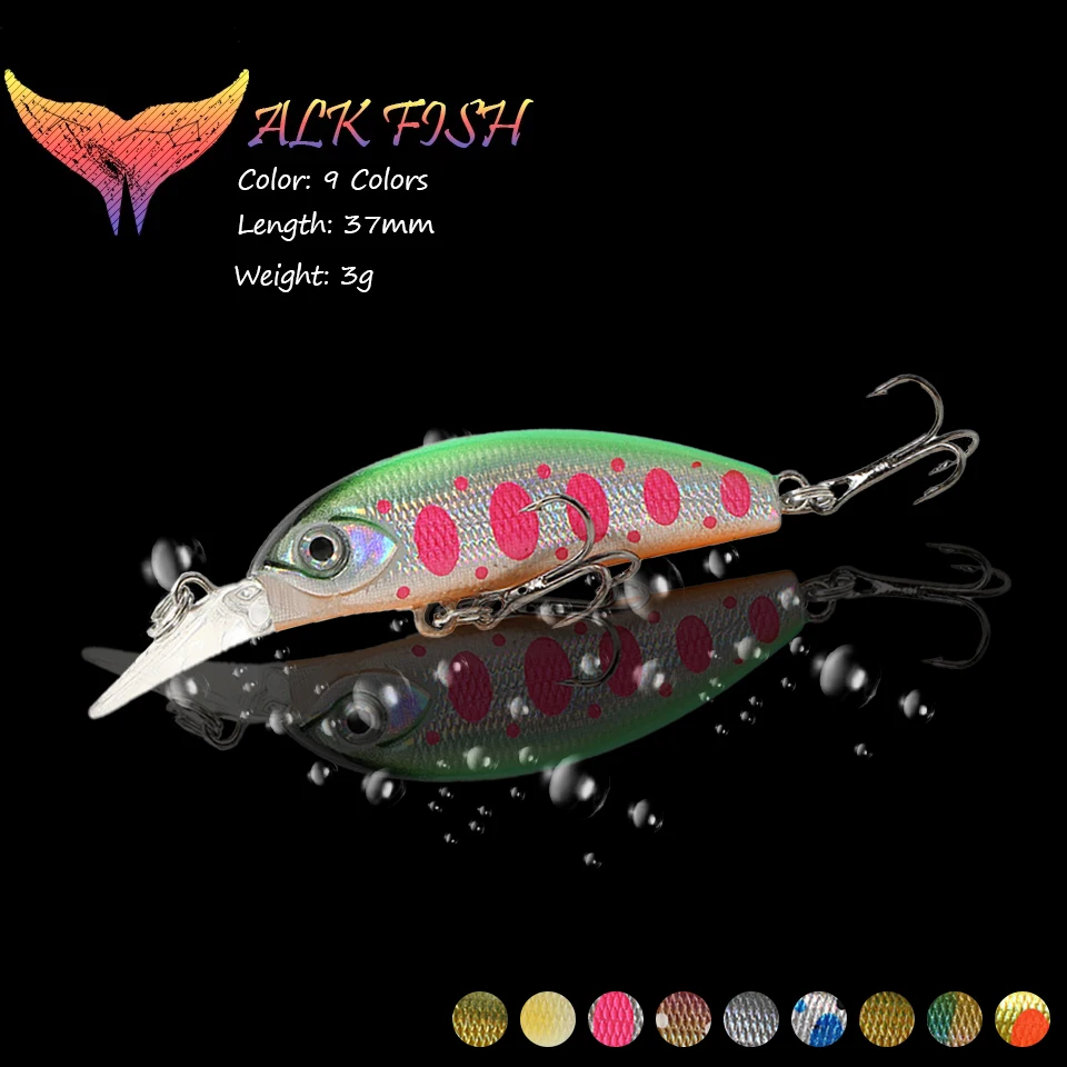 

WALK FISH 1 шт. 37 мм/3 г миниатюрная приманка в виде гольяна, искусственная приманка для ловли карпа, полосатая Рыболовная Снасть для ловли окуня
