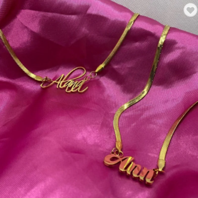 Wholesale Custom Gold Snake Chain Name Necklace Personalized Name Plate Necklaces Jewelry Women Name Letter Choker Dropshiping