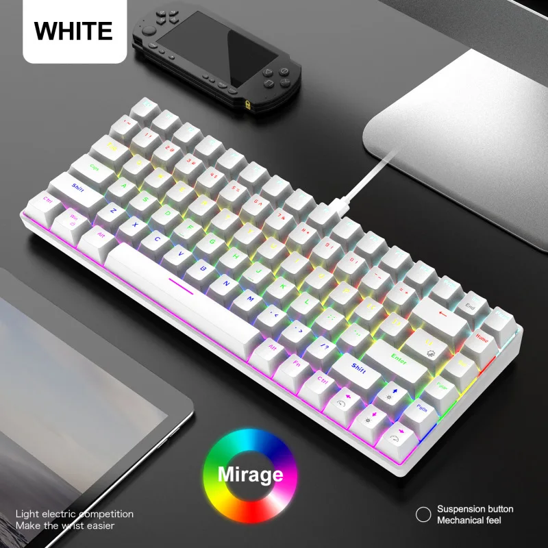 

USB-клавиатура игровая Механическая Проводная с подсветкой, 84 клавиши