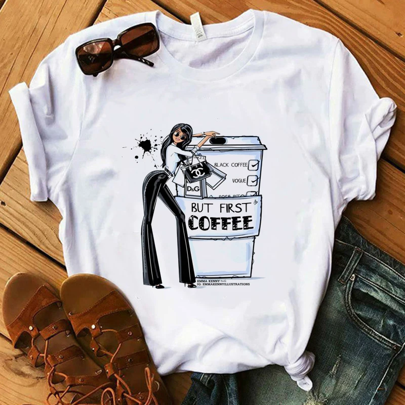 

Кофейная футболка Luslos, модная женская футболка с милым питомцем, свинья, женские летние топы с коротким рукавом, хипстерские футболки для де...