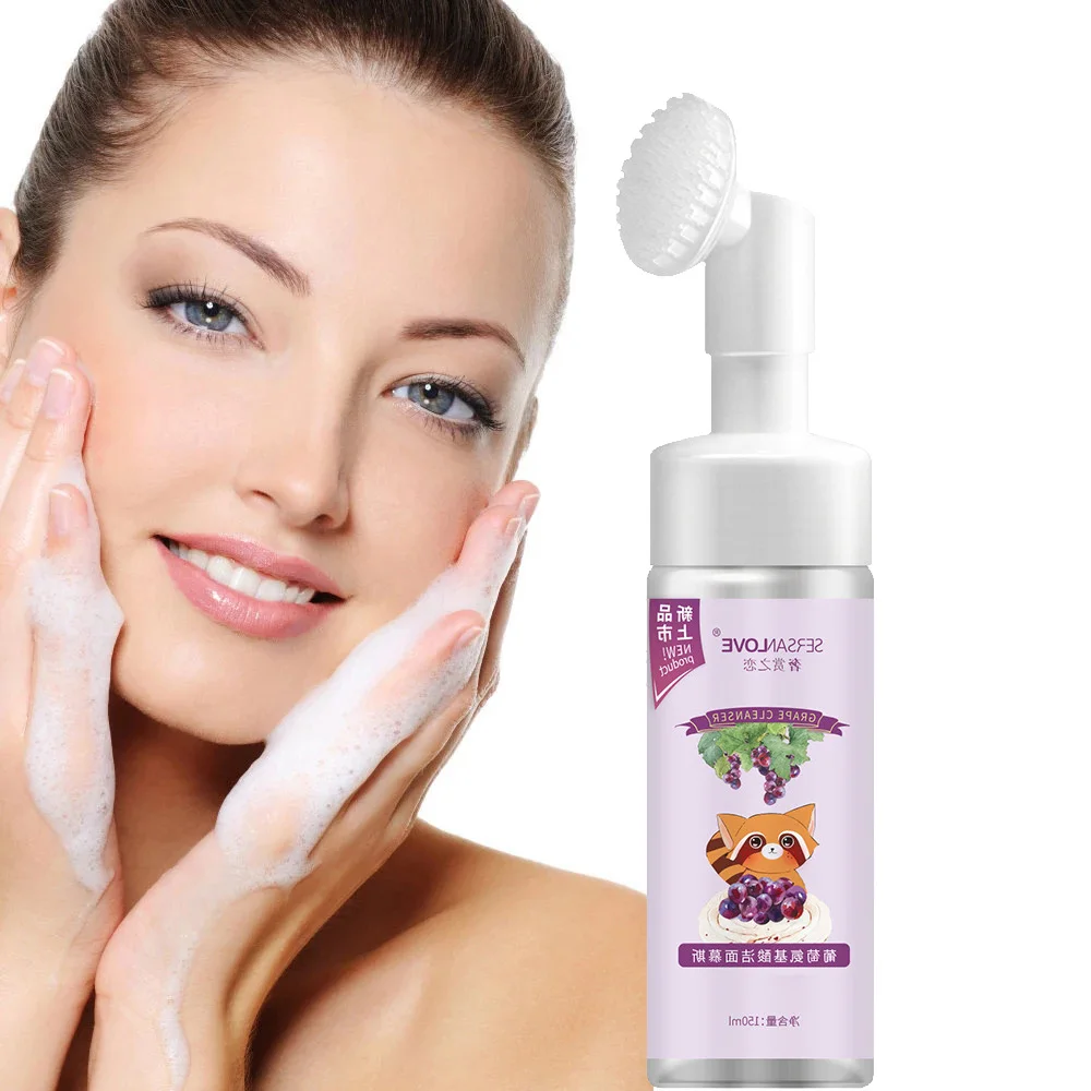 

Grape Amino Acid Face Cleanser Facial Unclog Pores Cleansing Mousse Acne Oil Control Blackhead Remover Shrink Pores Skin Care