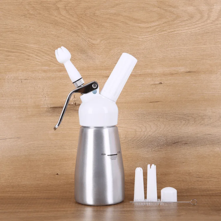Dispensador de crema batida de 250ml, pistola con boquillas, aleaci&oacute;n de aluminio, Espumador de crema profesional en 10 colores, herramienta de decoraci&oacute;n-5