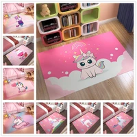 pink unicorn series carpets flannel cartoon 3d printed children play area rugs kids room crawl floor mat girls room decor carpet