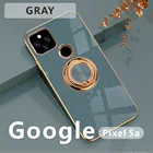 Серый Применимо к Google Pixel 5A мобильный телефон чехол Гальванизированный силиконовый кольцевой застежка автомобильный магнит