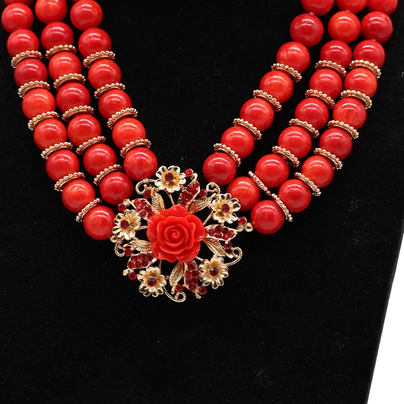 Нигерийские Свадебные украшения коралловые бусины цвет красный и золотой