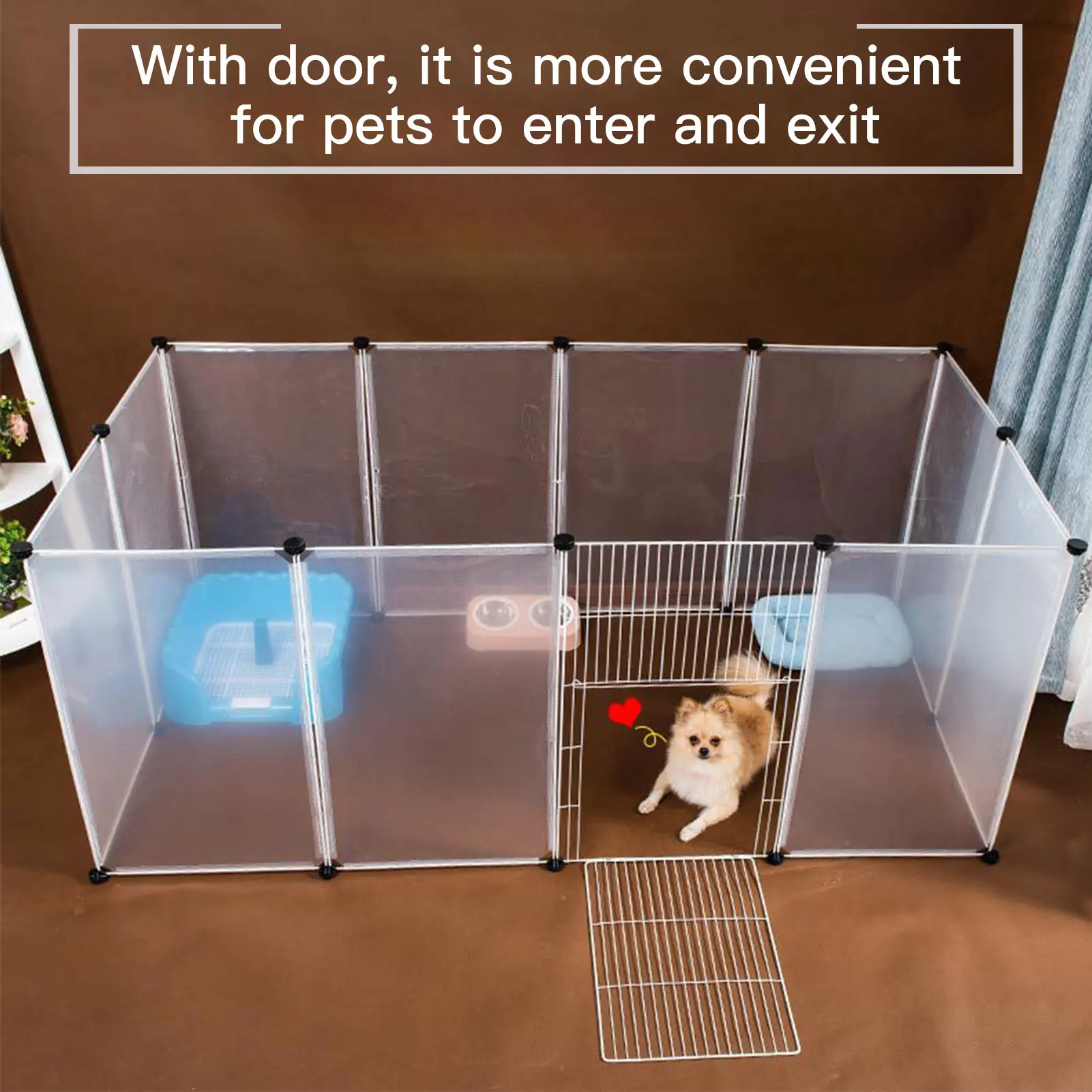 

Pet Playpen Dog Exercise Pen Large Portable Dog Fence with Door 6 Panel for Small Dogs Cats Suitable for Weight less than 10kg