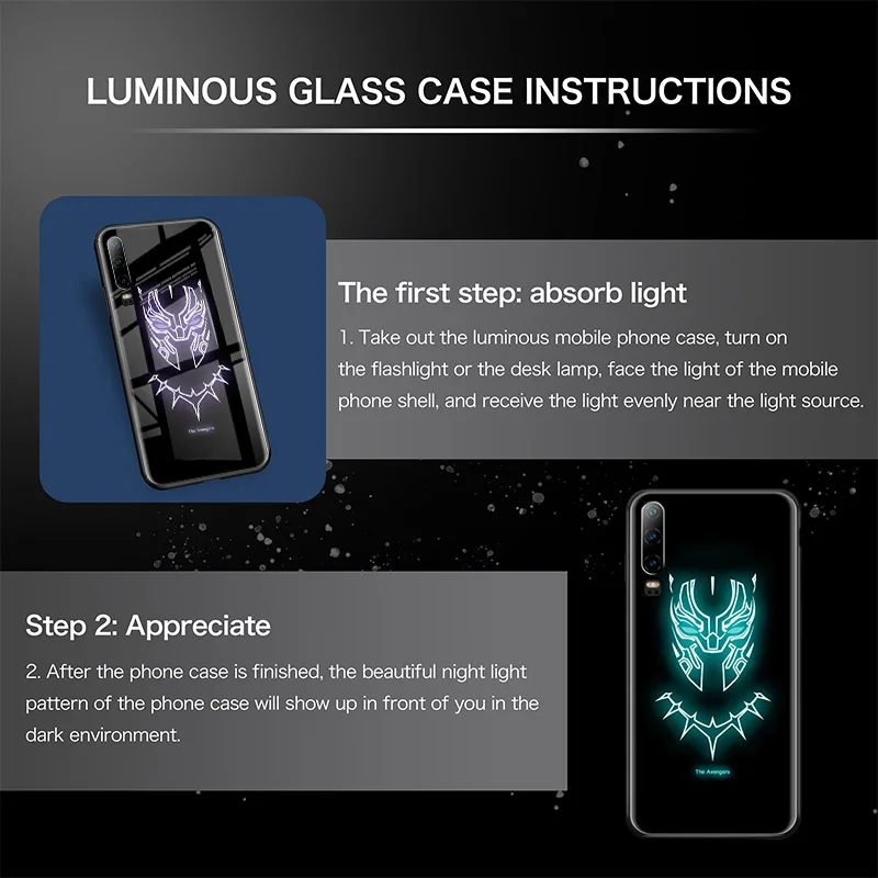 Marvel Мстители светящийся чехол из закаленного стекла для huawei P30 Pro Mate20 pro Coque Бэтмен