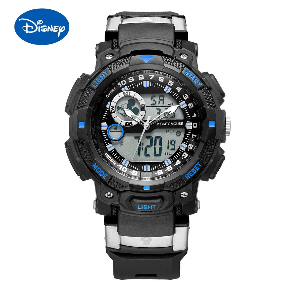 

Оригинальные многофункциональные часы Disney с двойным дисплеем, водонепроницаемые светящиеся часы для студентов, часы для мальчиков, детски...