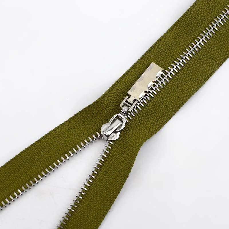 ArmyGreen 5 шт. 20 Вт, 30 см с закрытым концом; большие размеры 40-70 см с открытым концом 3# металлическая молния серебряный браслет «сделай сам» зуб украшение пальто на молнии швейной Материал ZA094 - Цвет: ArmyGreen
