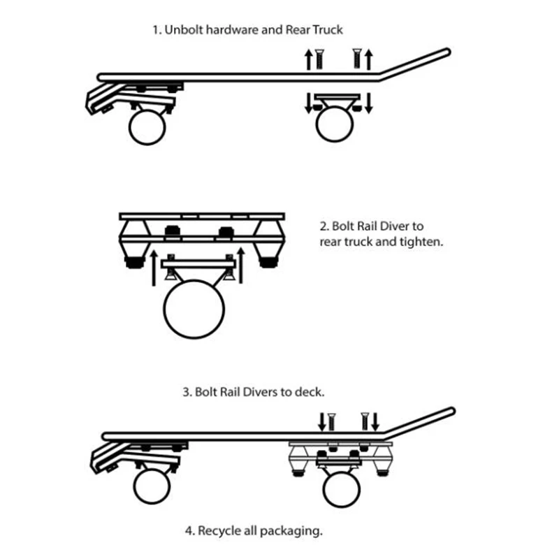 

Surf and Rail Adapter Surfskate Truck Fits Any Board , Whole Set 6.25Inch Trucks,C7- + Rear Truck - Rail Adapter