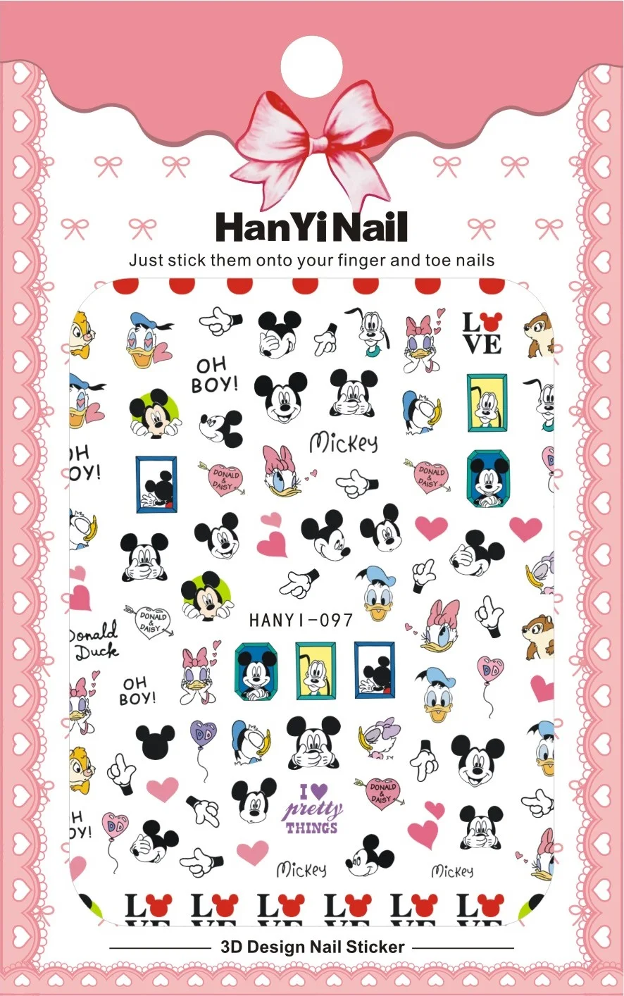 

10PCS Disney Anime Cartoon Sticker Mickey Mouse Donald Duck Stitch Anime Nail Sticker Manual DIY Disney Nail Sticker