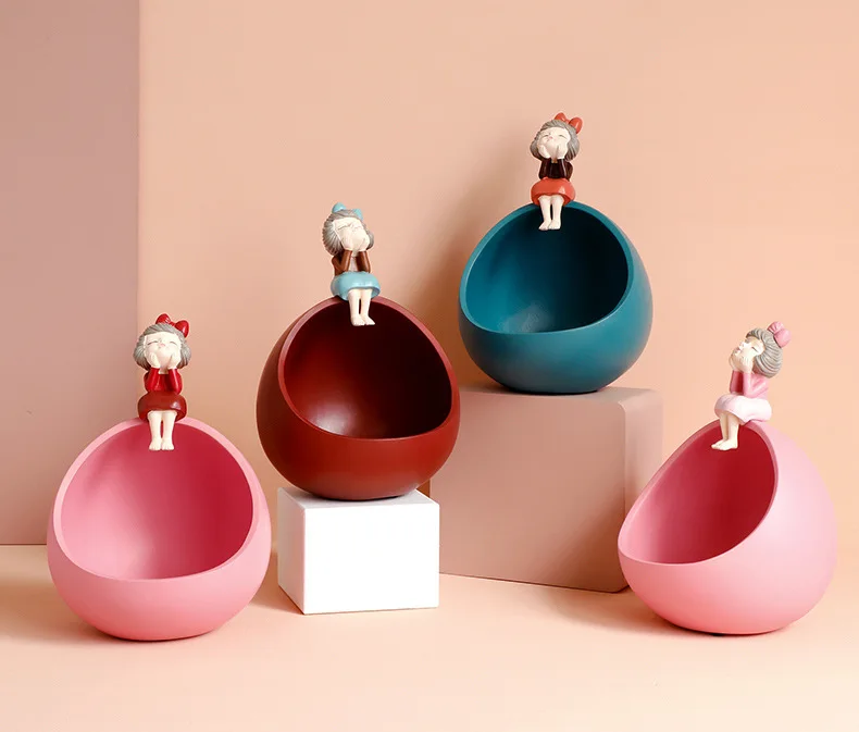 

Modern Resin Girls Storage Ornaments Office Art Statue Gift Fairy Accessories Fashion Style Tabletop Sculpture Home Decoration