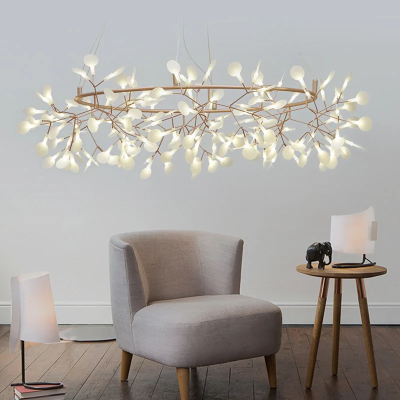 

Creative Art Designer 162/216 LEDs D125cm D160cm LED Round Chandelier Luxury Tree Leaf Deco Chandeliers For Dining Room Bedroom