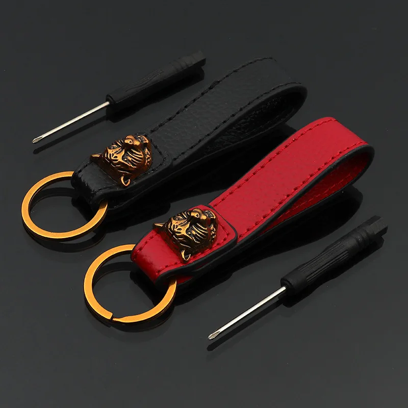 Металлическое кольцо для ключей со знаком зодиака головой тигра кожаный брелок