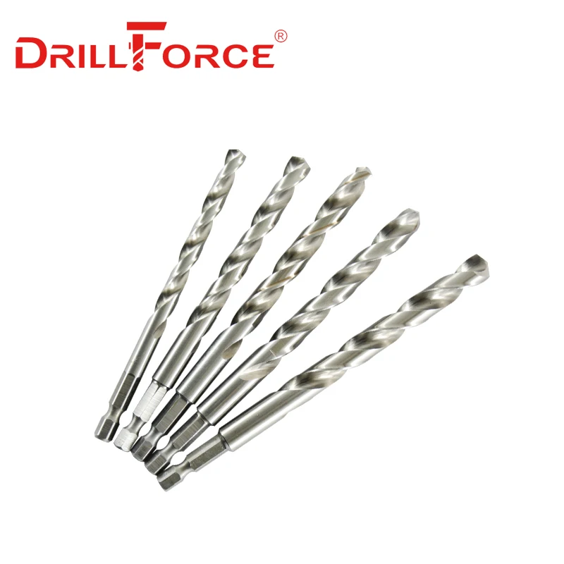 Drillforce 5 шт. кобальтовые сверла из быстрорежущей стали M35 спиральные для сверления