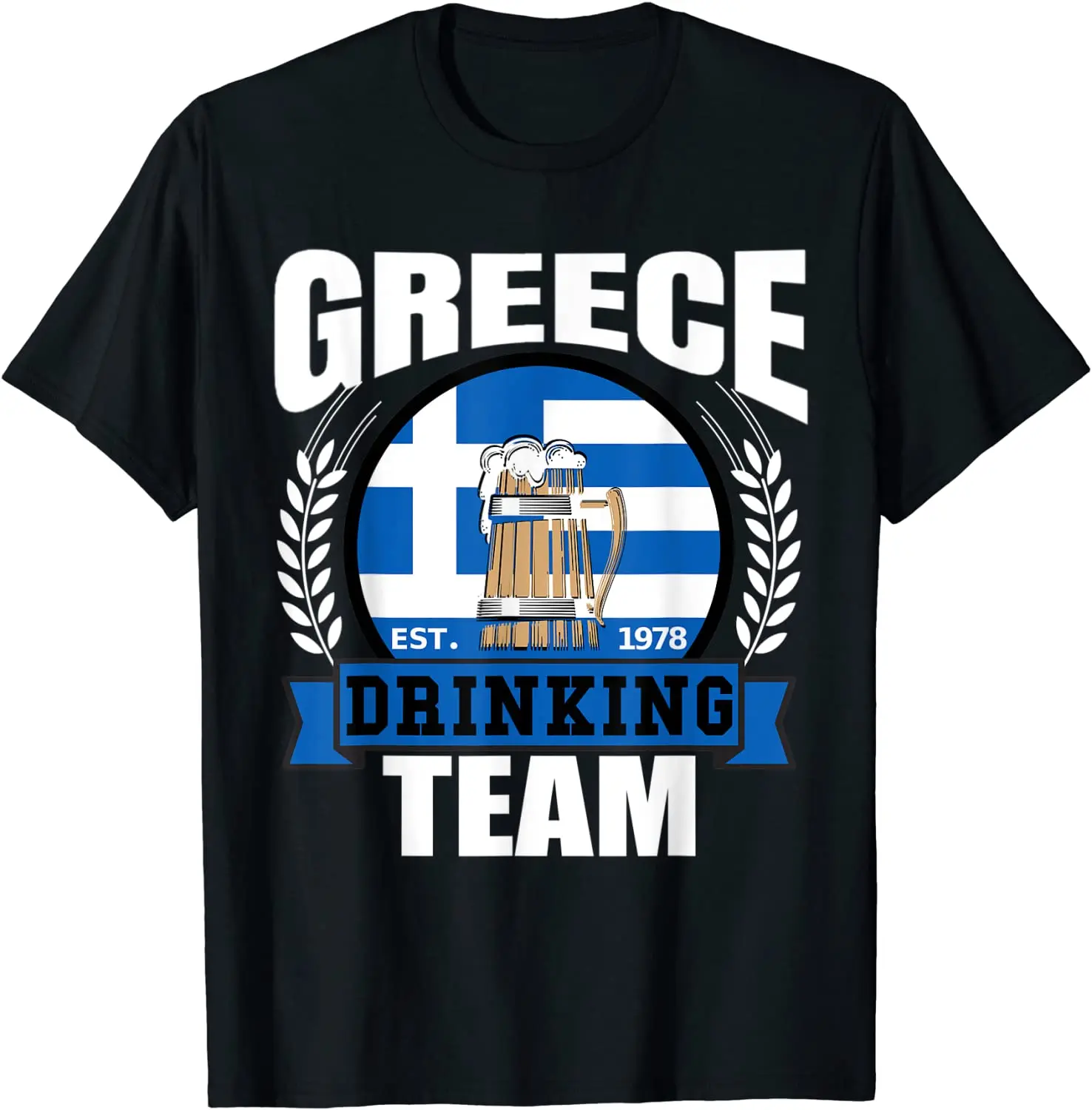 

Greece Drinking Team Greek Flag Beer Party Grecian Gift T-Shirt