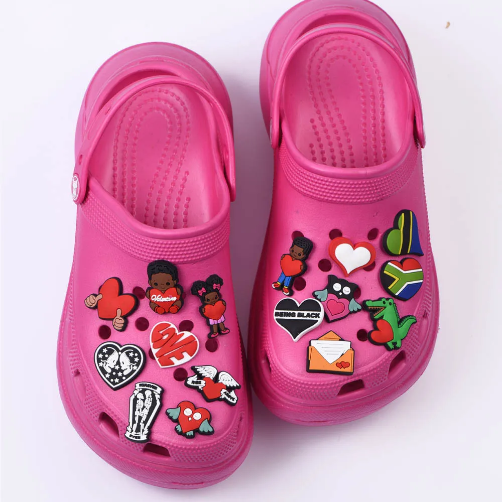 

Single Sale LOVE And Cute Girls Shoes Charms For Croc Charms Clog Shoes Accessories Decorations JIBZ For Kids Gifts