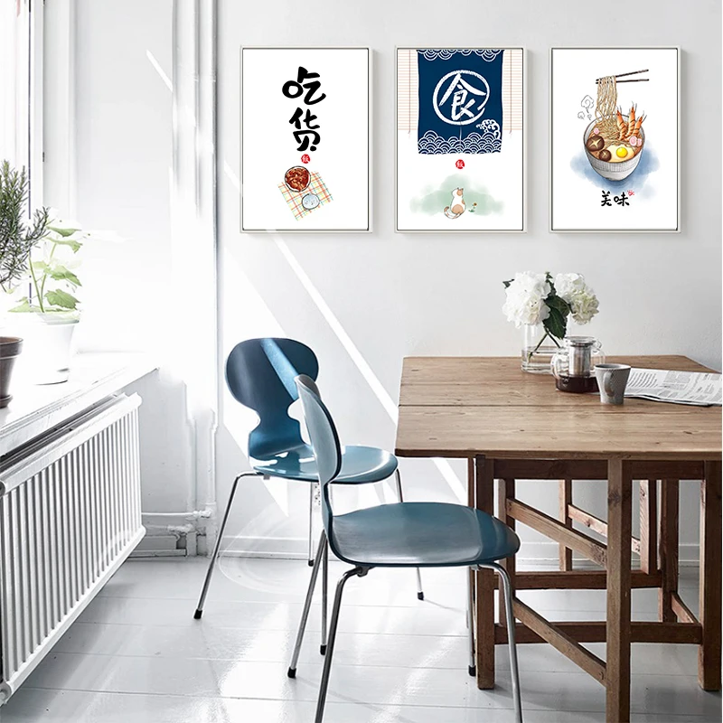 YUMEART кухонный декор холст живопись в японском стиле Постер виде лапши кошки