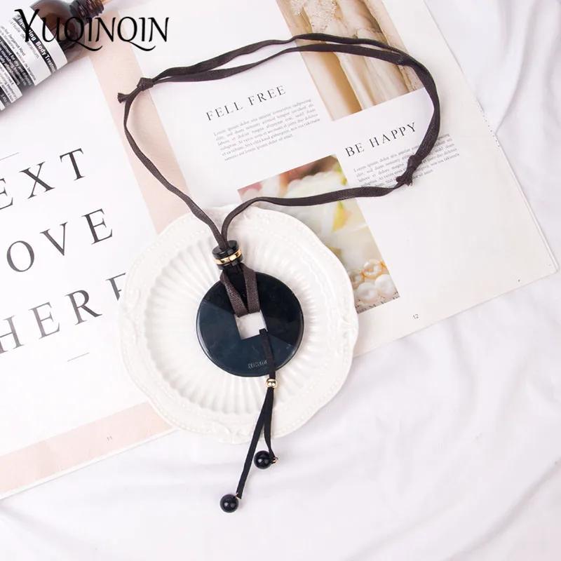 Модные Длинные ожерелья из смолы для женщин Очаровательные Круглые Большие