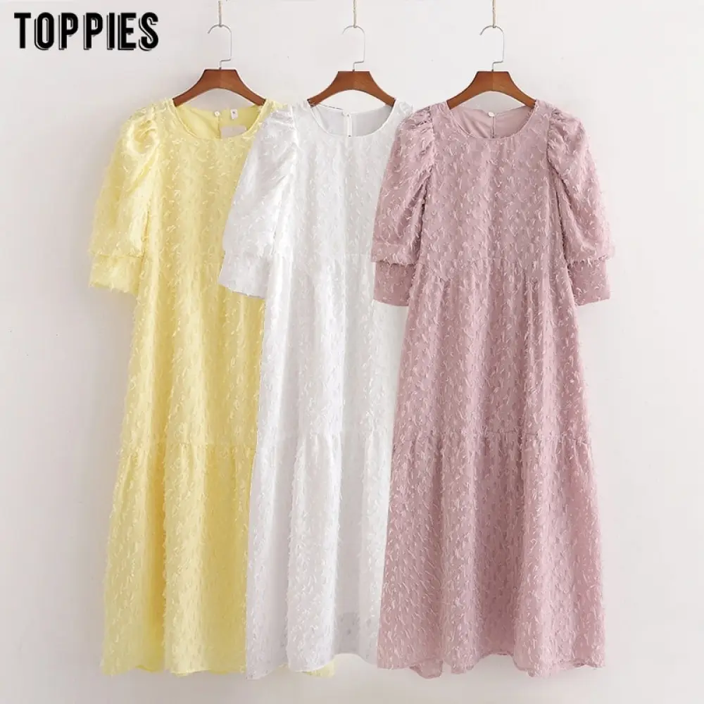 Toppies летнее платье-миди однотонное с бахромой белое женское платье коротким