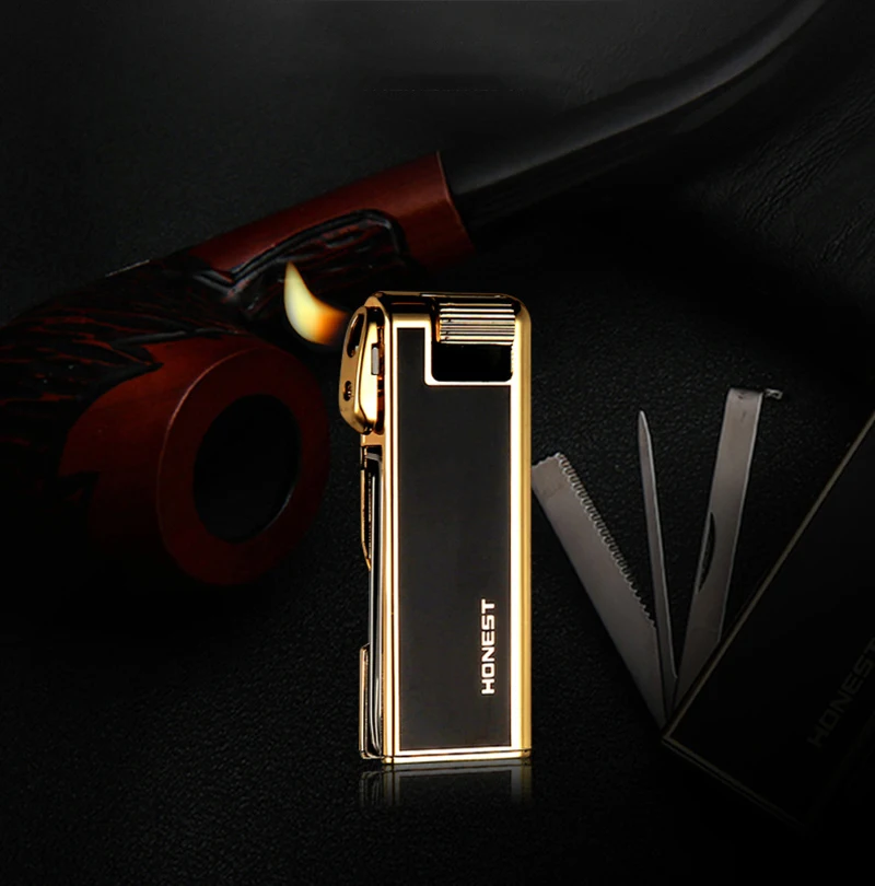 HONEST Зажигалка для сигар многофункциональный нож зажигалка пламя огонь мужской