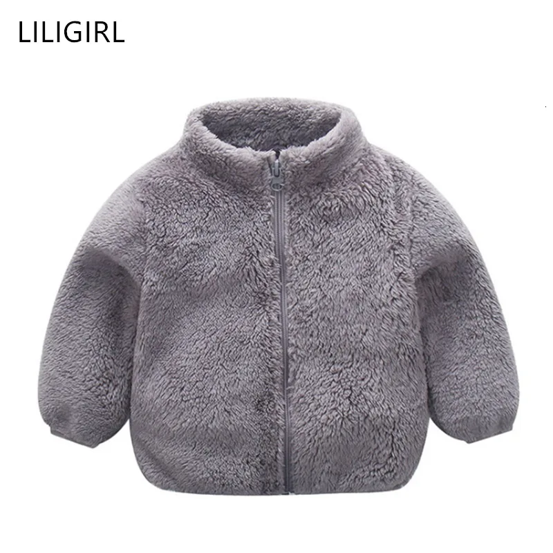 LILIGIRL Новая Детская плюшевая куртка с длинными рукавами осенне-зимняя детская