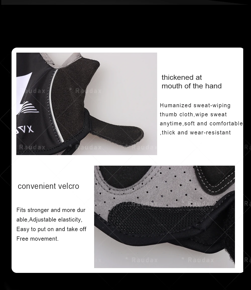 

Raudax Cycling Gloves 2021 Men Bicycle Gloves Anti-shock MTB Road Gloves Half Finger Breathable Sports Gloves Bike Riding Glove