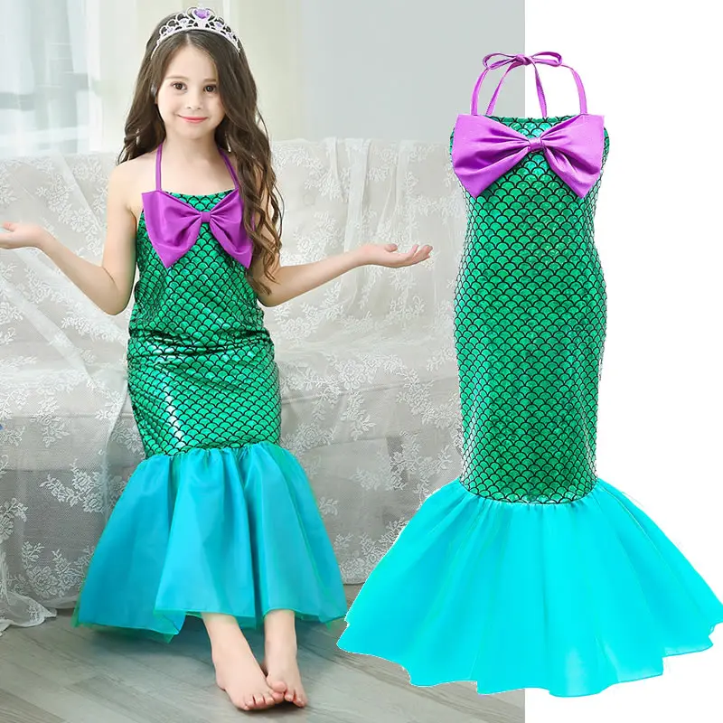 Платье-Русалка детское с открытыми плечами и оборками | Детская одежда обувь